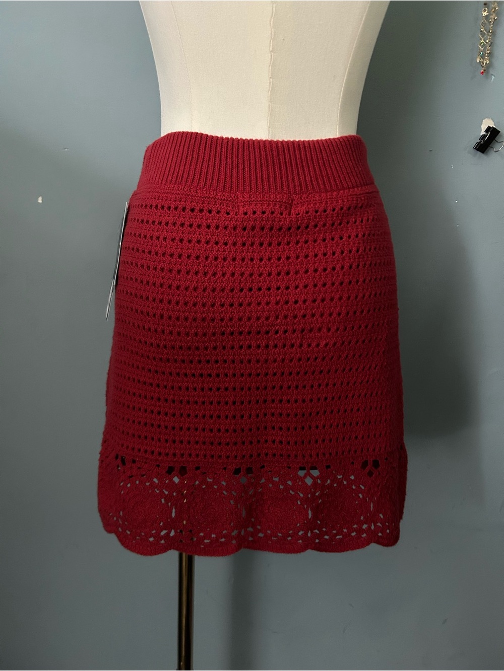 Universal Thread Red Crochet Drawstring Mini Skirt - Picture 3 of 5